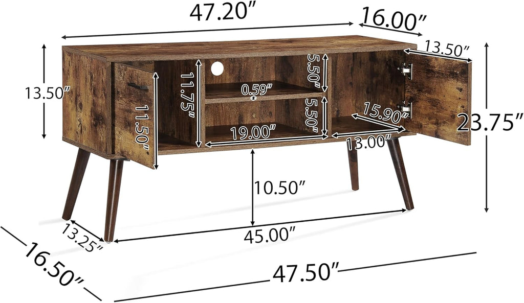 Rustic Brown TV Stand with 2 Doors & Open Shelves H85101