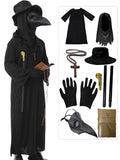 Plague Doctor Costume Set 8 in 1 Halloween Costumes Plague Doctor Mask Outfit U5879
