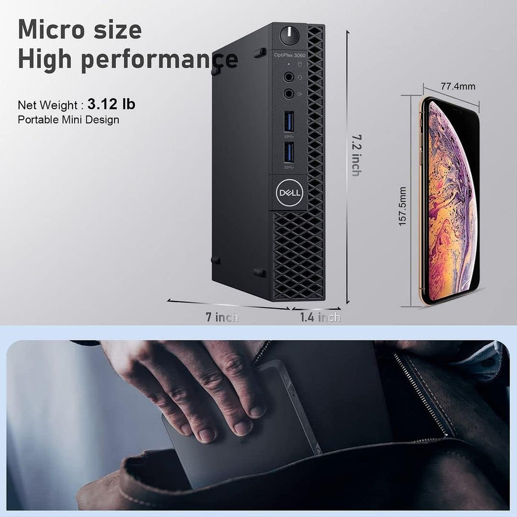 Mini PC Intel i7-8700T 32GB DDR4 512GB SSD WiFi 6E HDMI Dual Monitor Support Wireless Touch Keyboard V9884