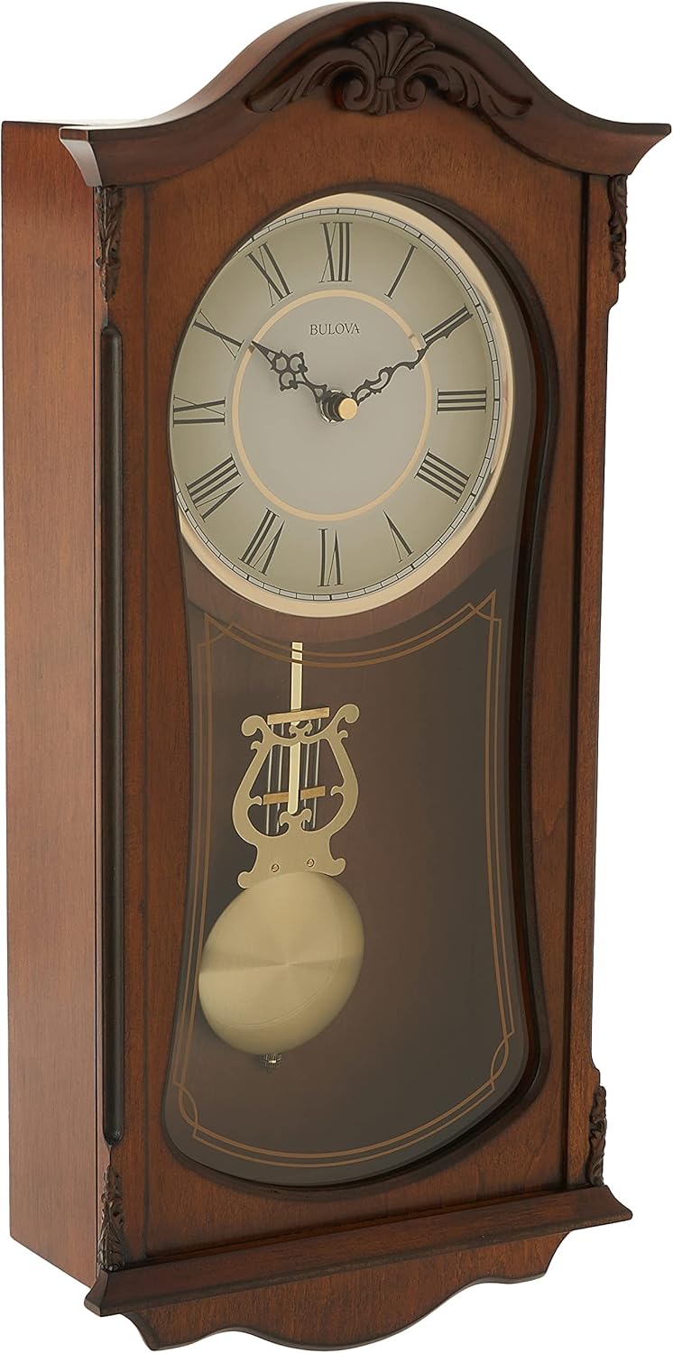 Brown Wooden Chiming Wall Mount Analog Clock N53150