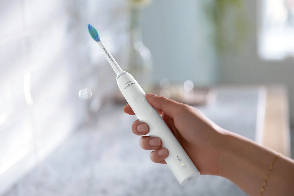 White Rechargeable Electric Toothbrush with Pressure Sensor A461