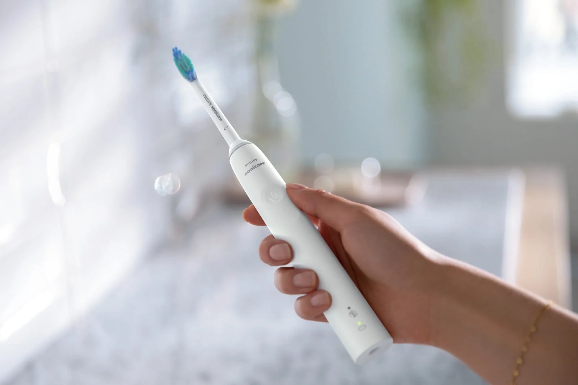 White Rechargeable Electric Toothbrush with Pressure Sensor A461