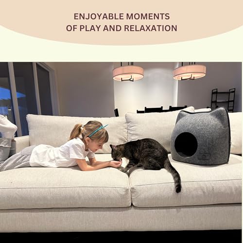 Cat wool cave bed grey U89291