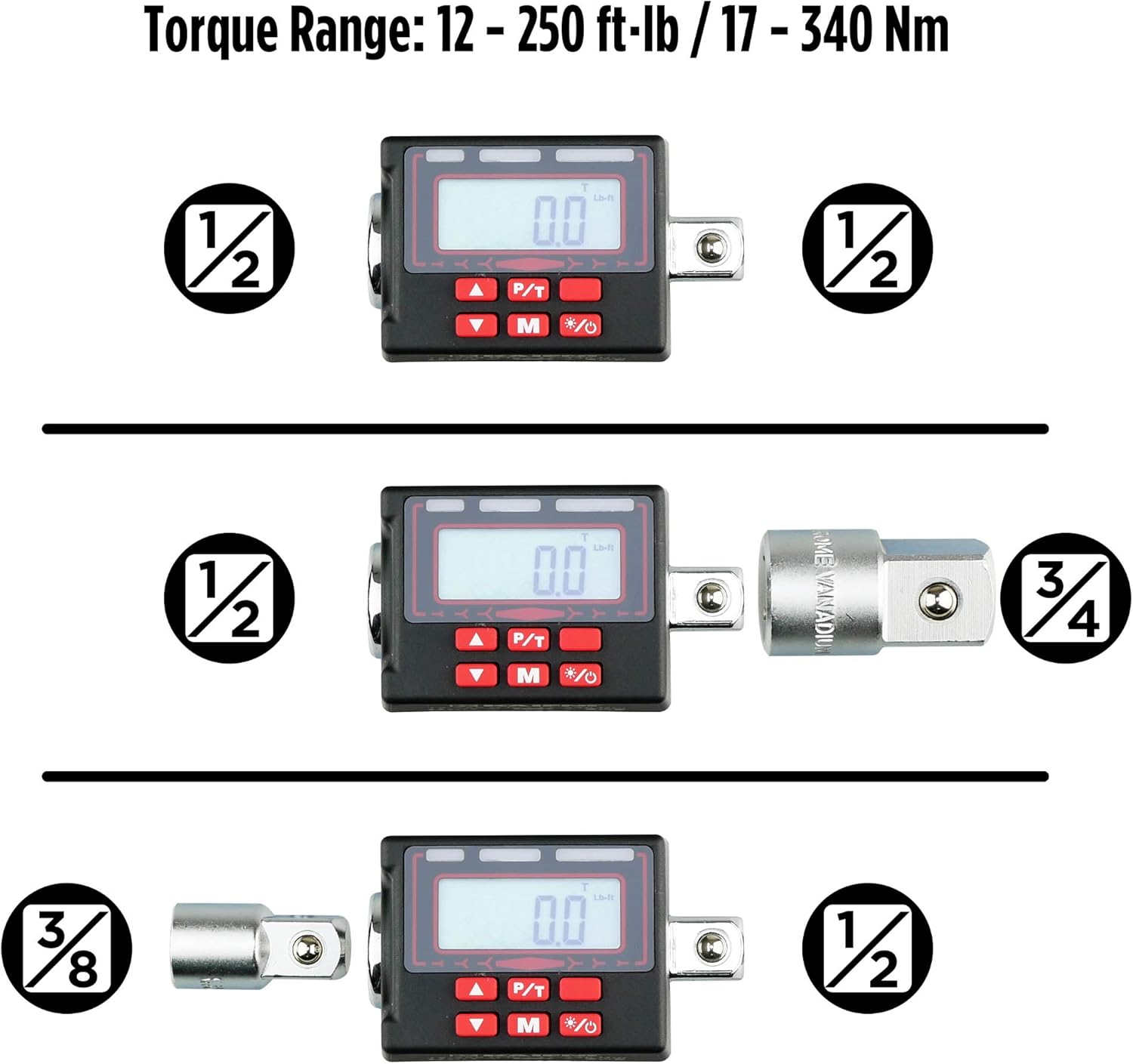 Digital Torque Screwdriver Wrench Set, 5 to 85 in·lbs U703