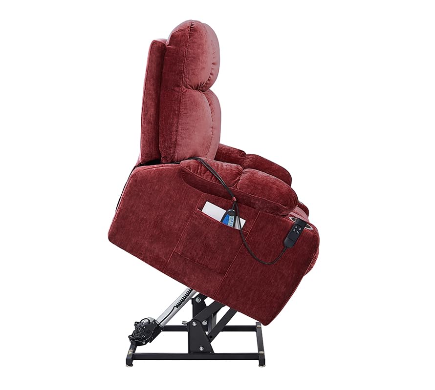 Red Power Lift Recliner Chair with Massage and Heat D435