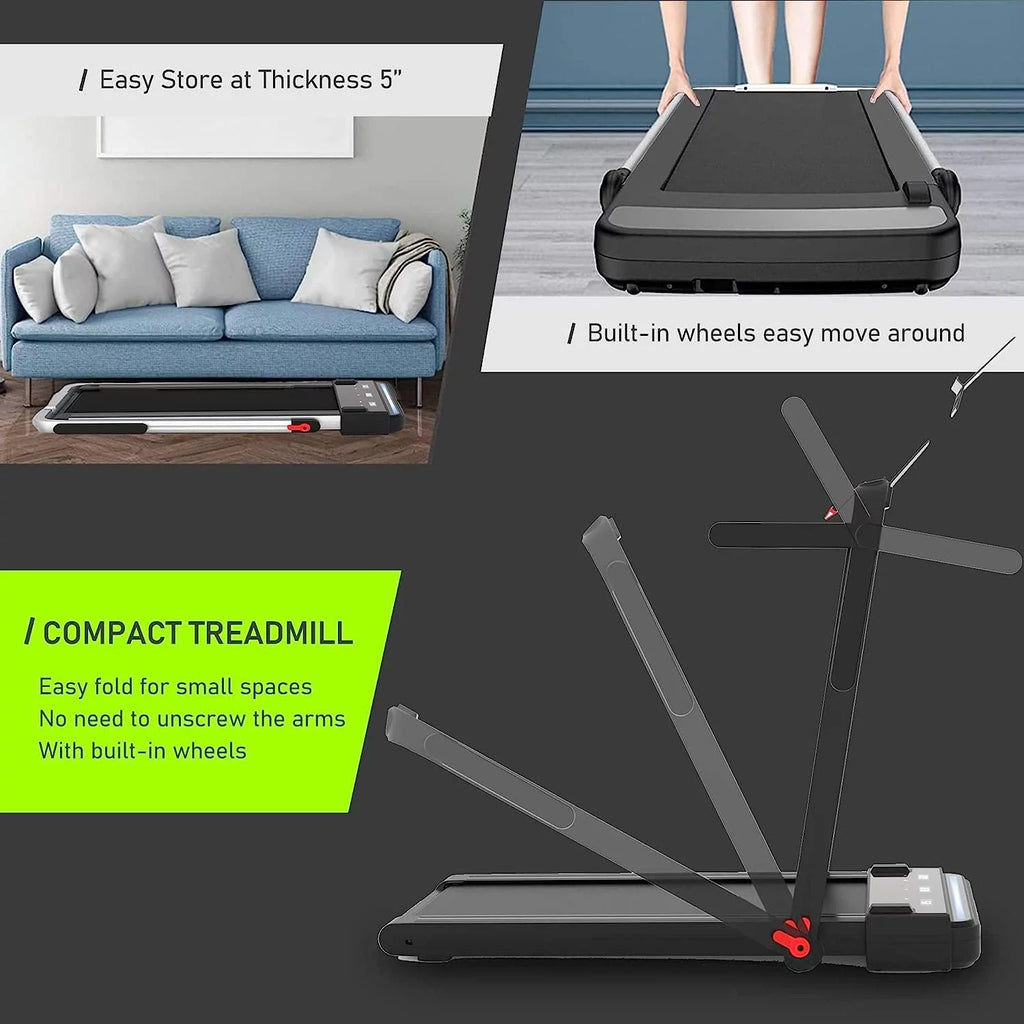2 in 1 Folding Portable Under Desk Treadmill with Remote Control Y7017