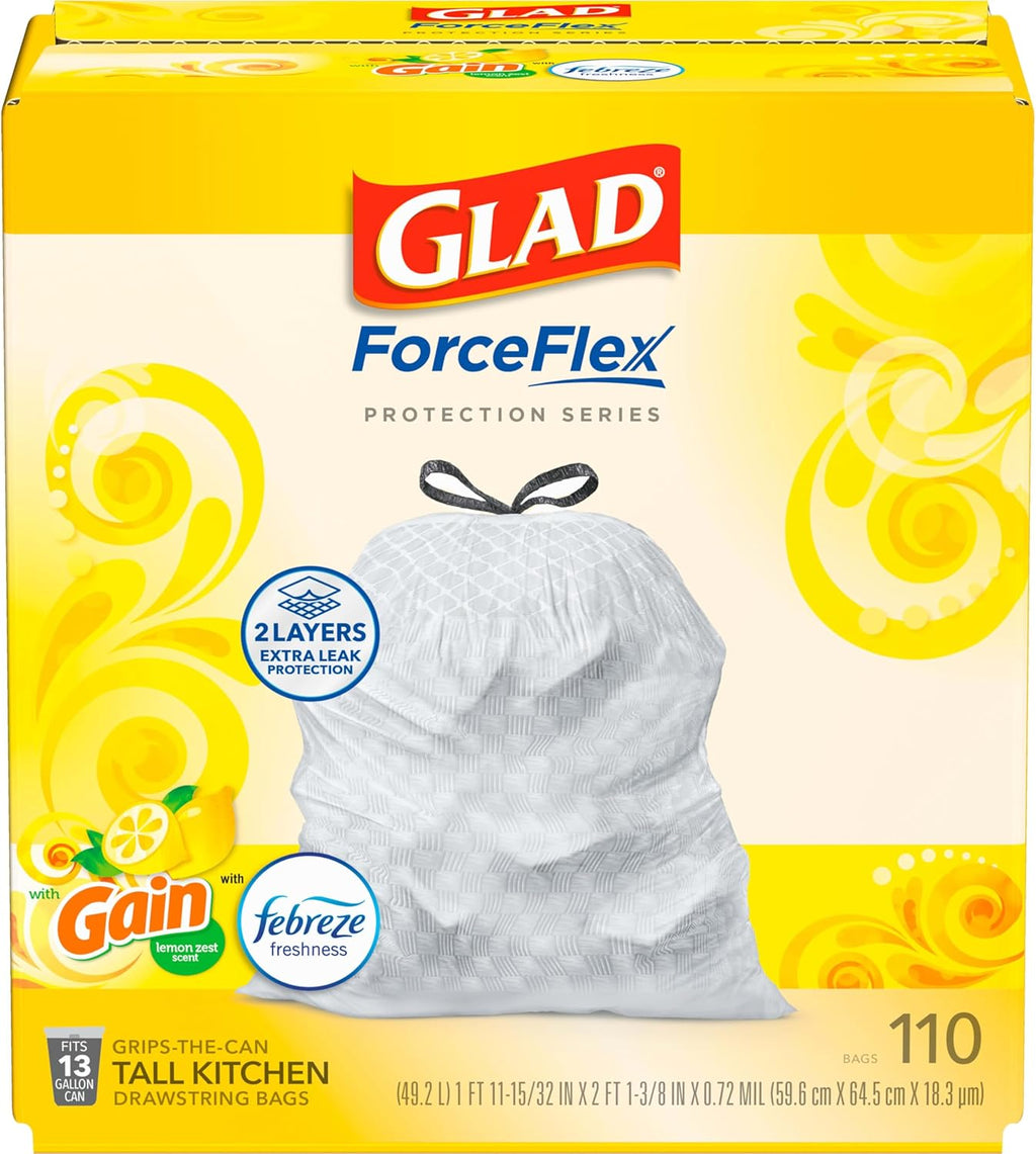 13 Gal Tall Kitchen Drawstring Garbage Bags, 110 Ct X5625