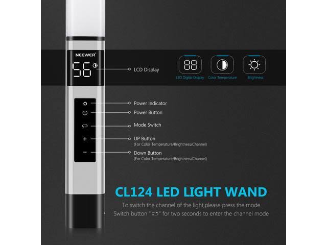 Light Wand Handheld LED Video Light Stick Photography Lighting Kit with Barndoor Remote Control Carry Bag W532495