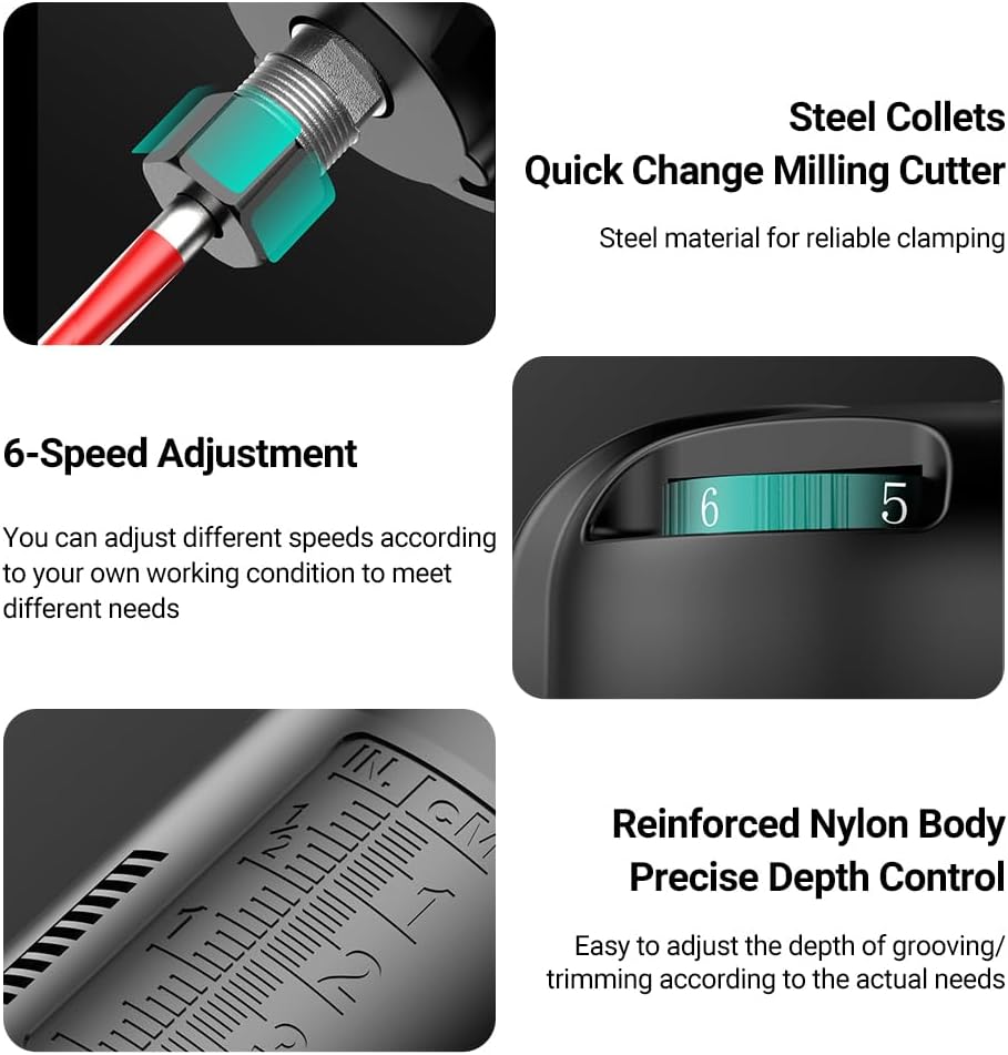 Electric Hand Trimmer Router 33000RPM 110V 800W 6.35mm Collets O24311