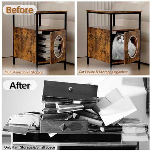 Wood Cat End-Table with Charging Station, 13" D x 18.9" W x 21.65" H C138