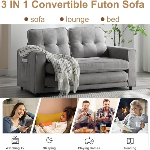 Dark Grey Convertible Folding Futon Sofa Bed N4840