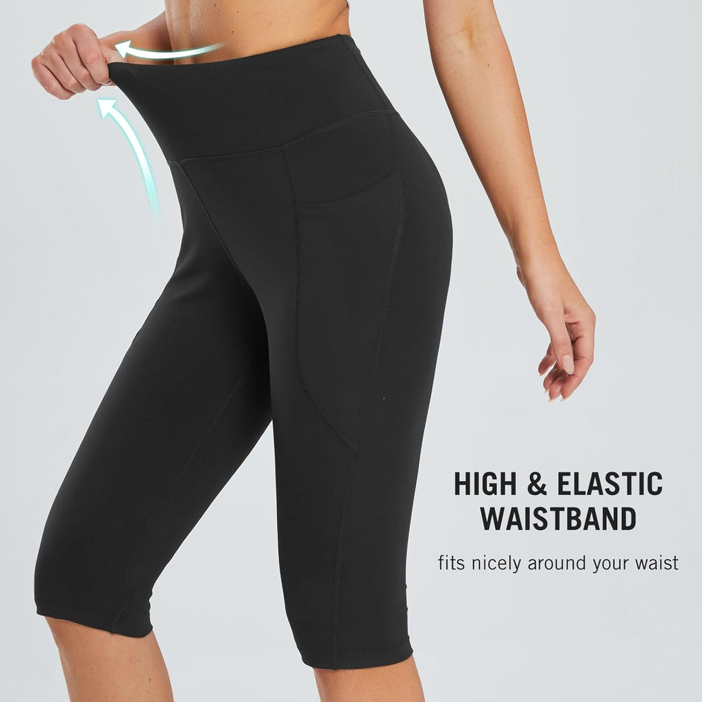 Women's Capris with Pockets High Waisted Stretch Yoga Capri Leggings T836