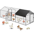 Large Metal Chicken Coop 120" L×40" W×40" H Heavy Duty Chicken Run Hen House with Waterproof Anti-UV Cover D7490