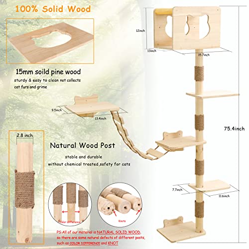 75 Inch Solid Wood Cat Tree Y9394