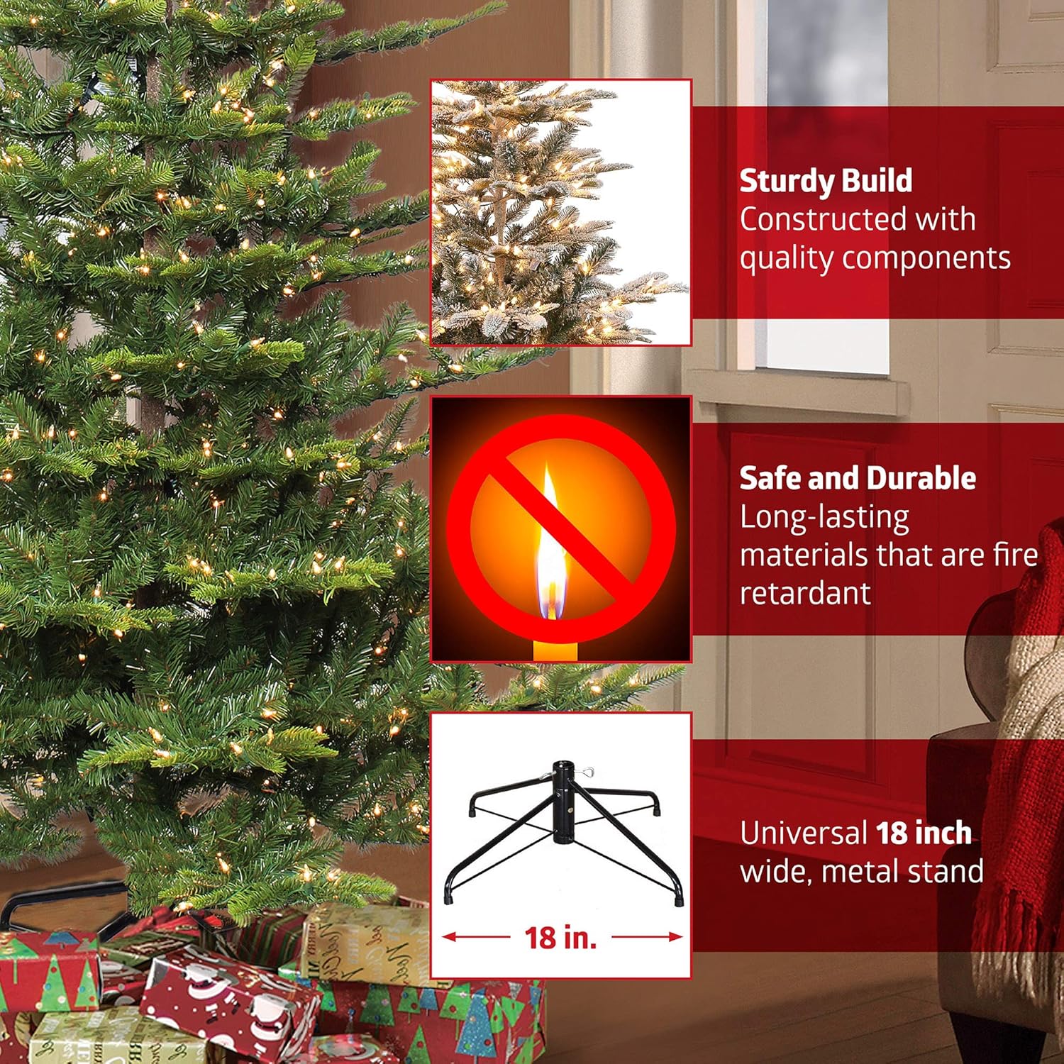 7.5 Foot Pre-Lit Green Artificial Christmas Tree with 600 Clear Lights Z48034