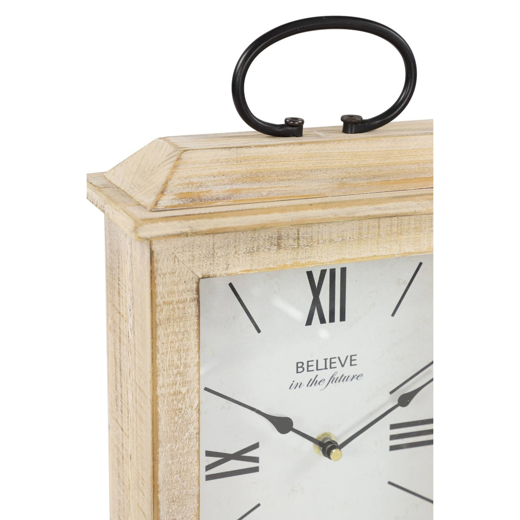 Rectangular Beige Wooden Table Clock O841