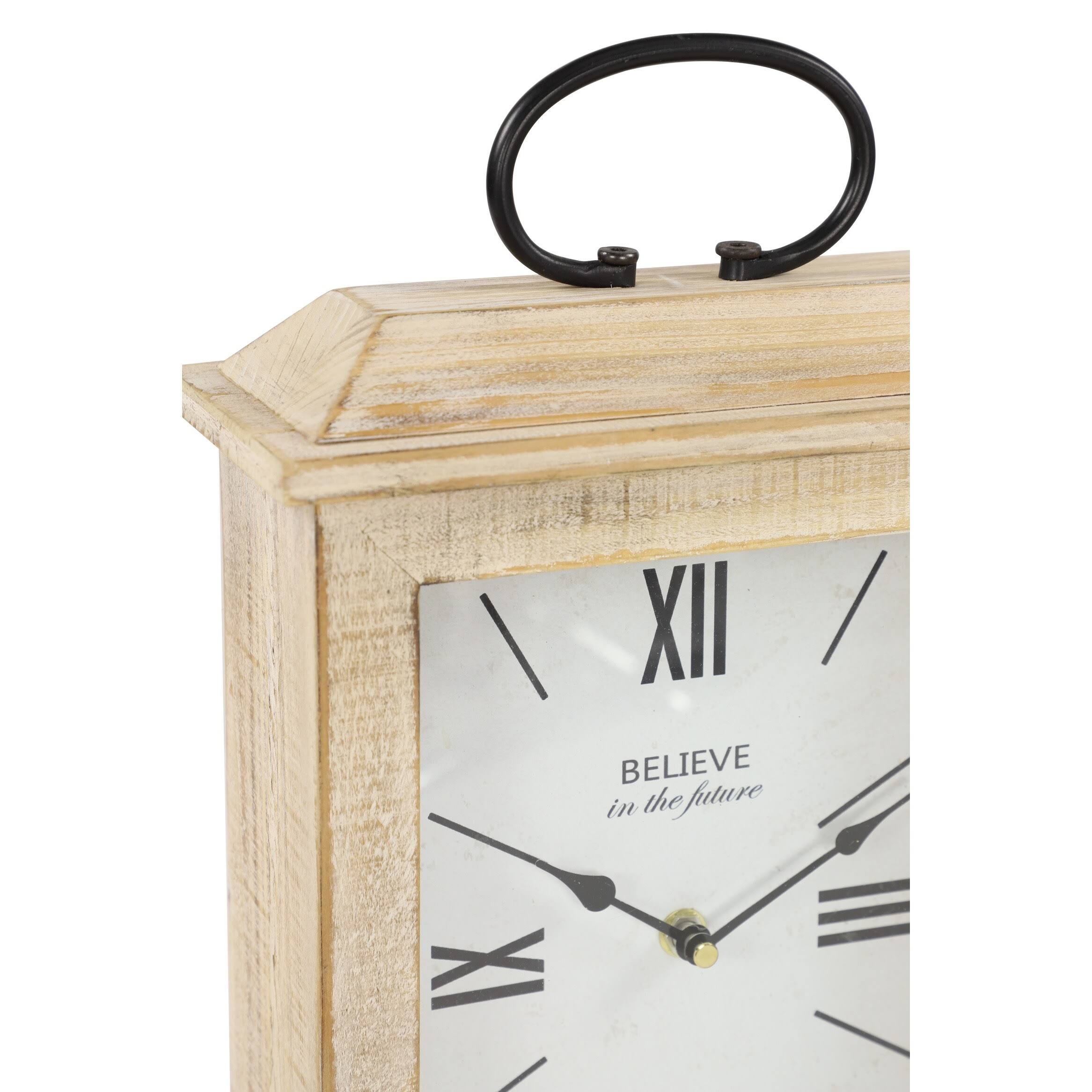 Rectangular Beige Wooden Table Clock O841