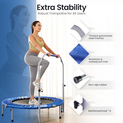 40/48" Foldable Mini Trampoline with Adjustable Foam Handle K7285