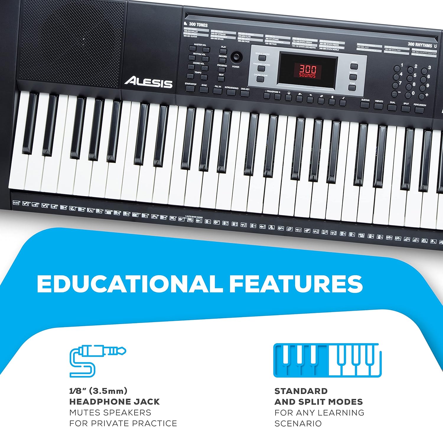 61 Key Keyboard Piano with 300 Sounds, Speakers, Digital Piano Stand, Bench, Headphones, Microphone C4579