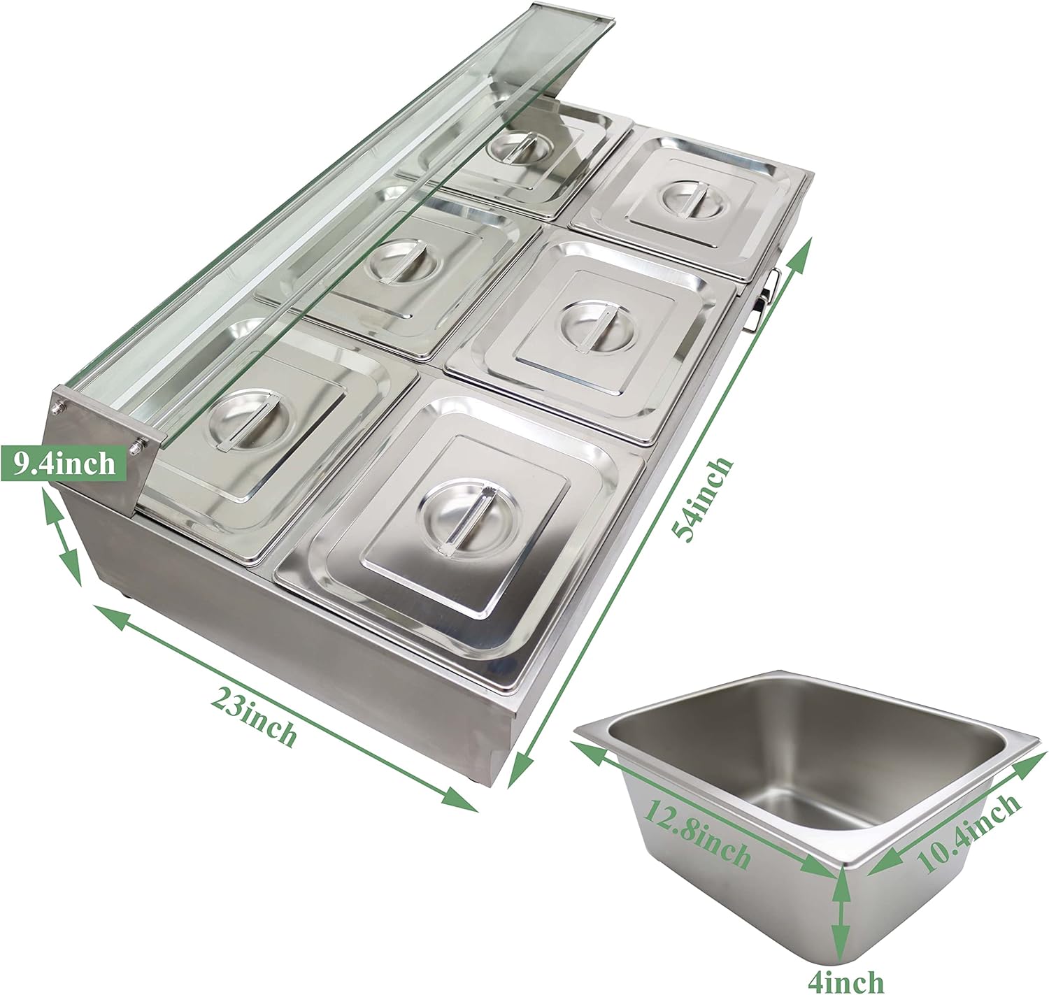 6-Pan Stainless Steel Electric Food Warmer 2000W T378170