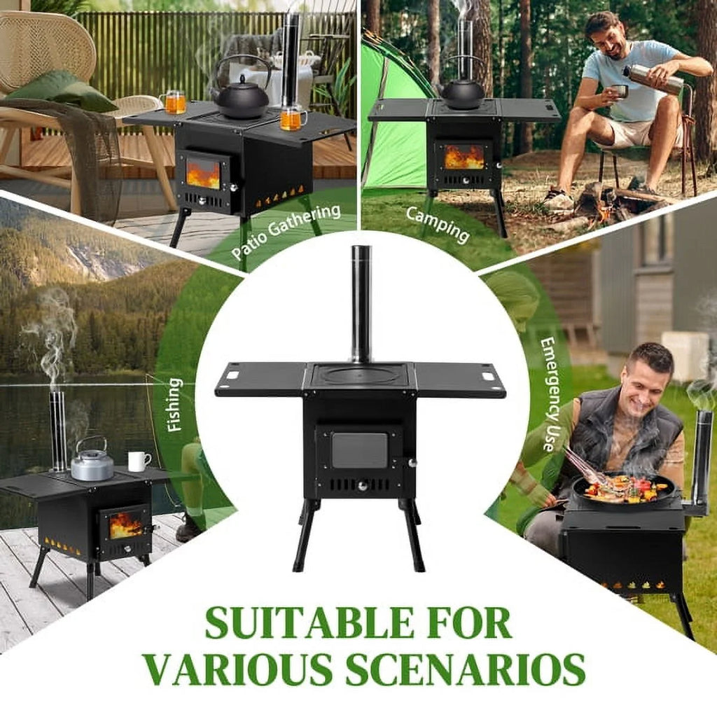Black Outdoor Wood Burning Stove with Chimney Pipes Z8594
