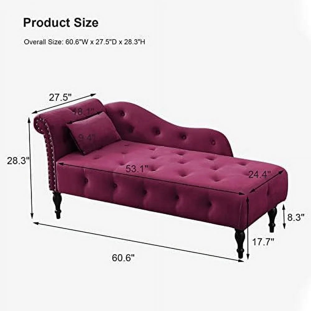 Grey Velvet Tufted Upholstered Lounge Chair with Pillow T2293
