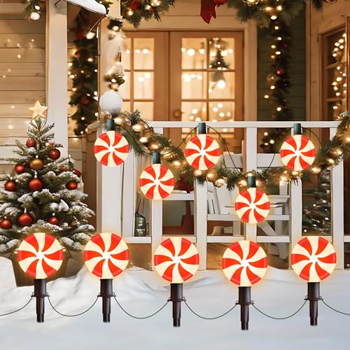 Red 10 LED Peppermint String Lights with Stakes R57339