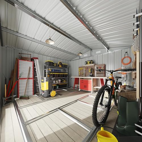 10 x 12FT Outdoor Storage Shed with Double Hinged Door Metal Shed Q97246