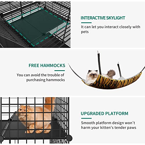 4-Tier Metal Wire Cat Enclosure with Hammock T7293