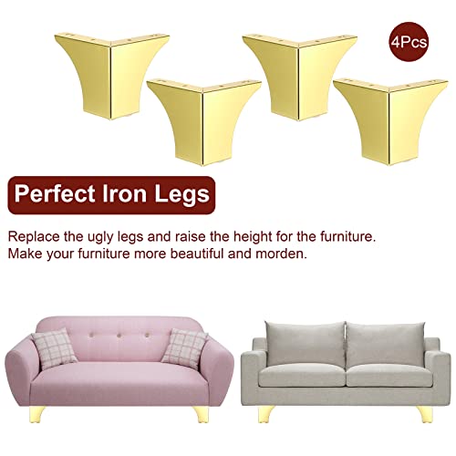 4Pcs 10CM/4 Inch Metal Furniture Sofa Cabinet Legs with Mounting Screws, Silver Q682870