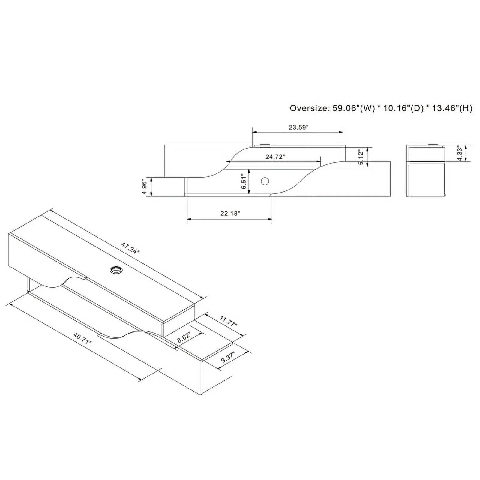 Brown Hickory 2-Shelf Floating TV Console B532
