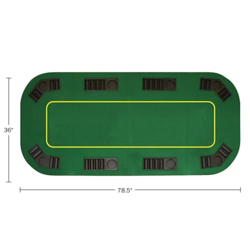 80-inch Foldable Green Poker Table Top with Cupholders and Chip Trays G676