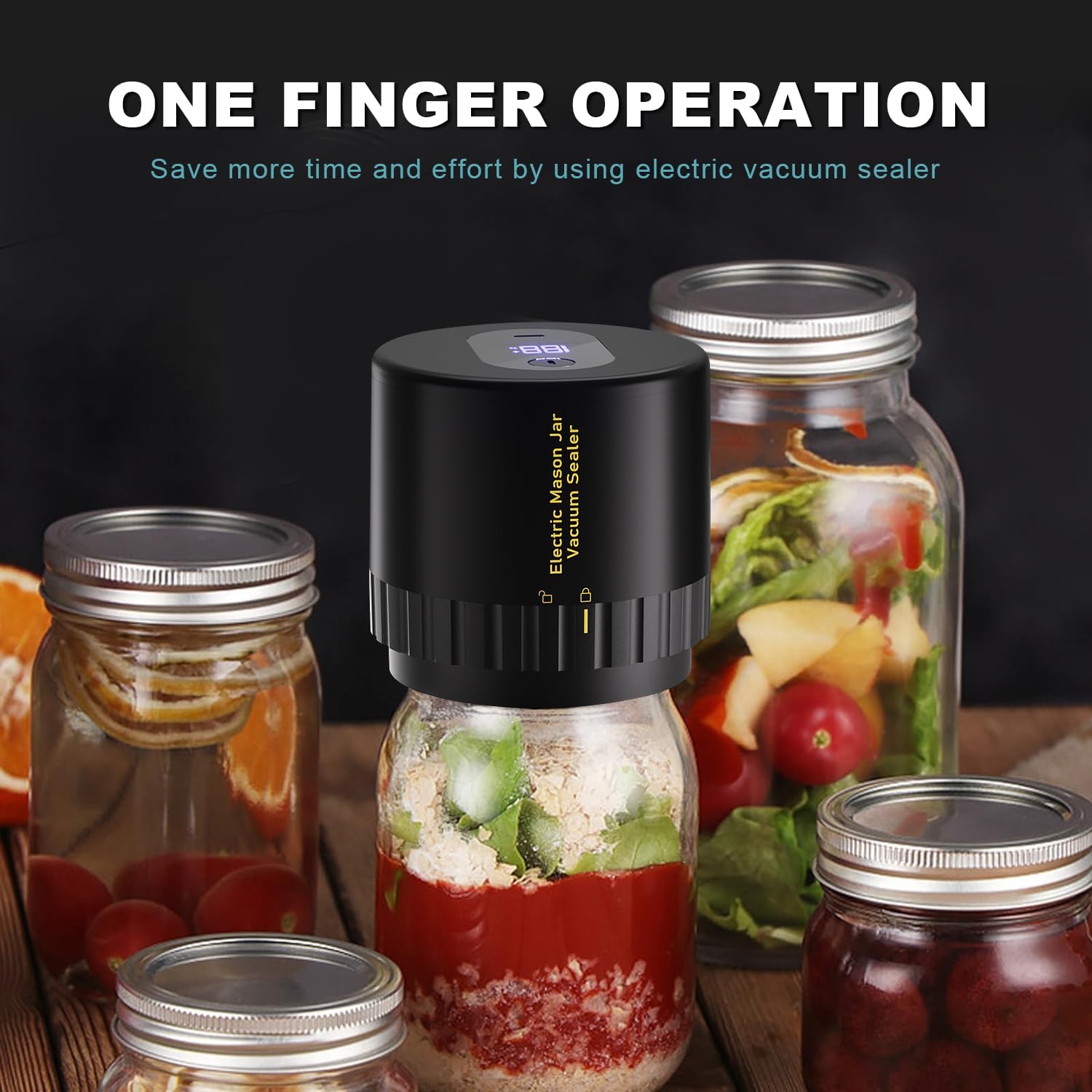 Electric Mason Jar Vacuum Sealer Kit with Wide and Regular Mouth Lids K865842