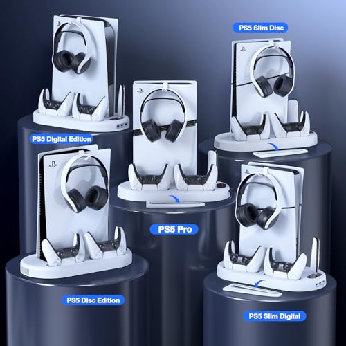 PS5 Slim Stand with Cooling Fan and Charging Station White Q5703