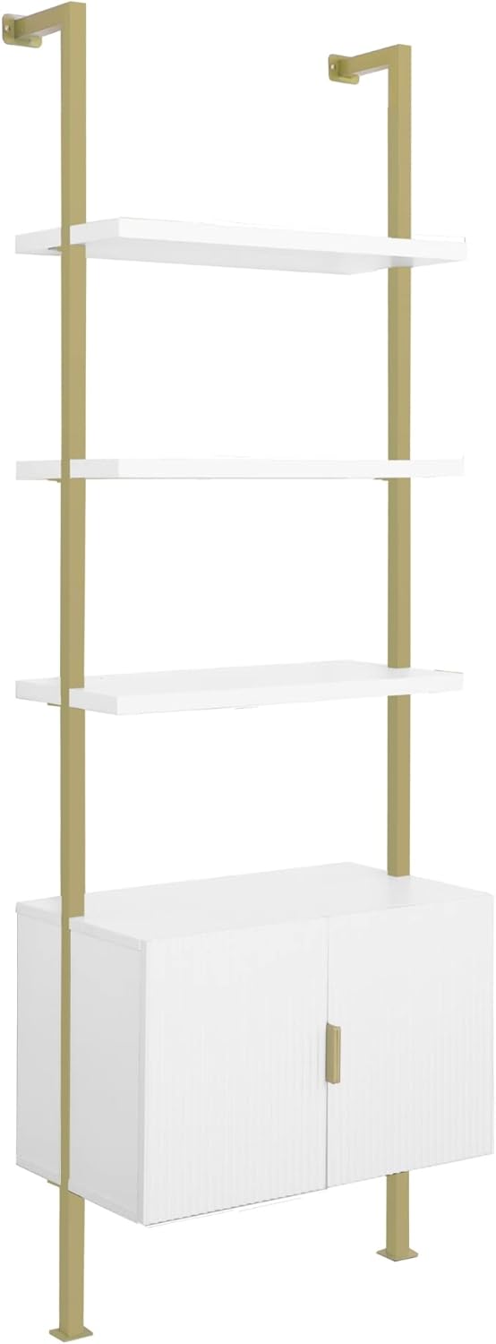 White Open Shelves Bookcase with Cabinet, Set of 2 L166407