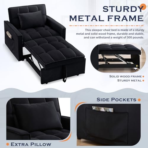 Grey Velvet Convertible Sleeper Sofa Bed L4169