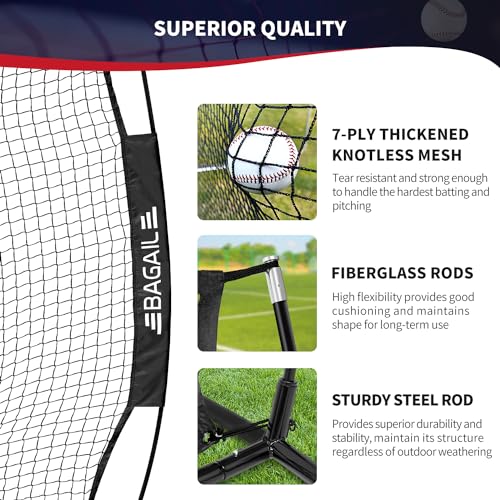7x7 ft Baseball & Softball Practice Net with Bow Frame, Carry Bag P403