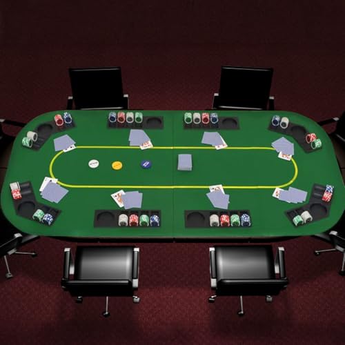 80-inch Foldable Green Poker Table Top with Cupholders and Chip Trays G676