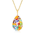 Italian Multicolored Murano Glass Millefiori Pendant Necklace in 18kt Gold Over Sterling B69384