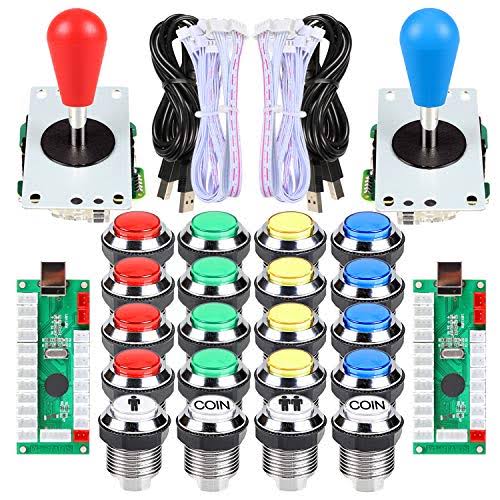 2 Ellipse Oval Joystick + 20 LED Chrome Buttons H80879