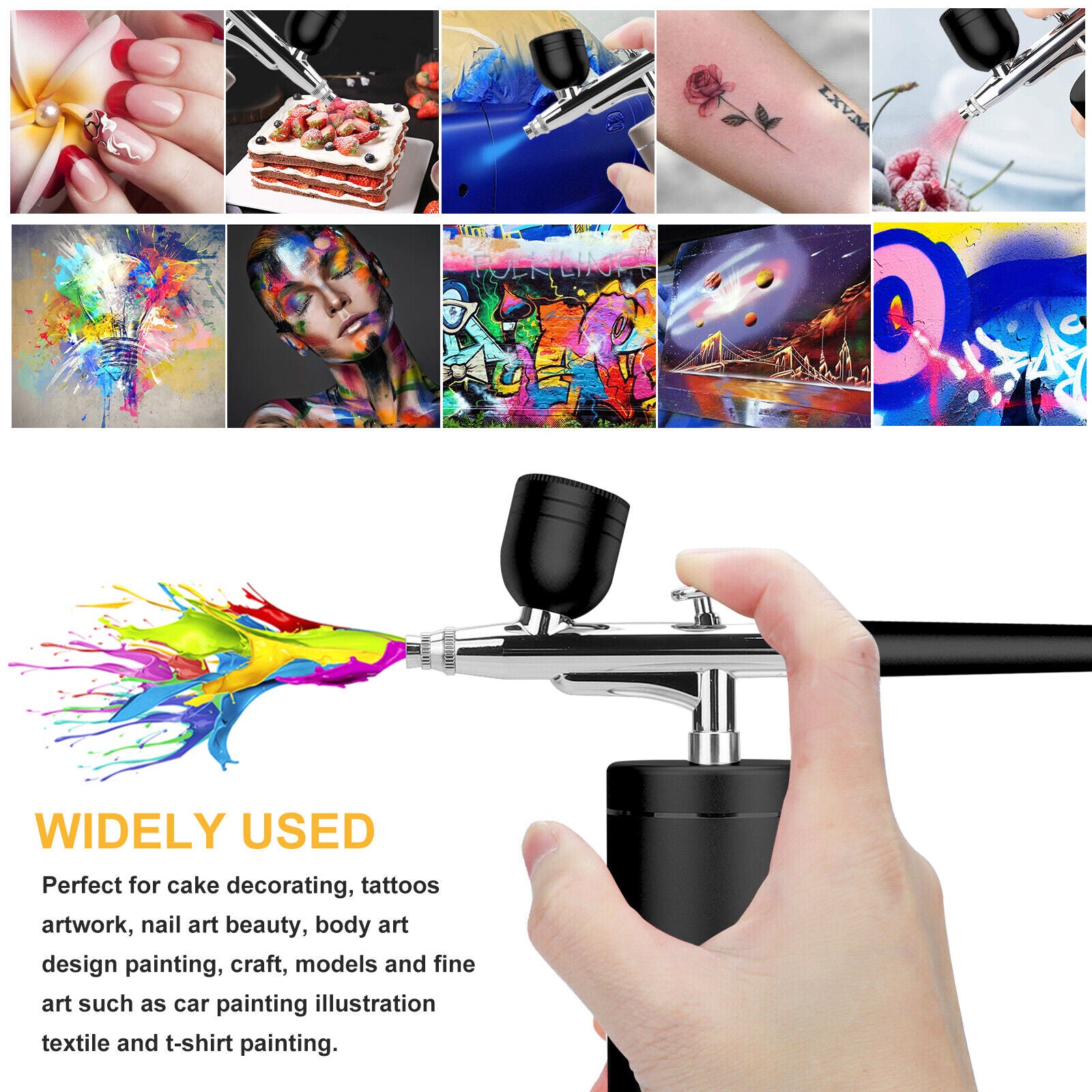 Mini Airbrush Compressor Kit Spray Gun Air Brush Paint Tool Set K89791
