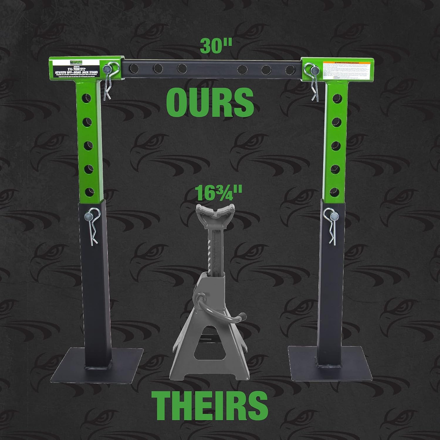1.5 Ton ATV UTV Jack Stands with Rack Bar Saddle B15109