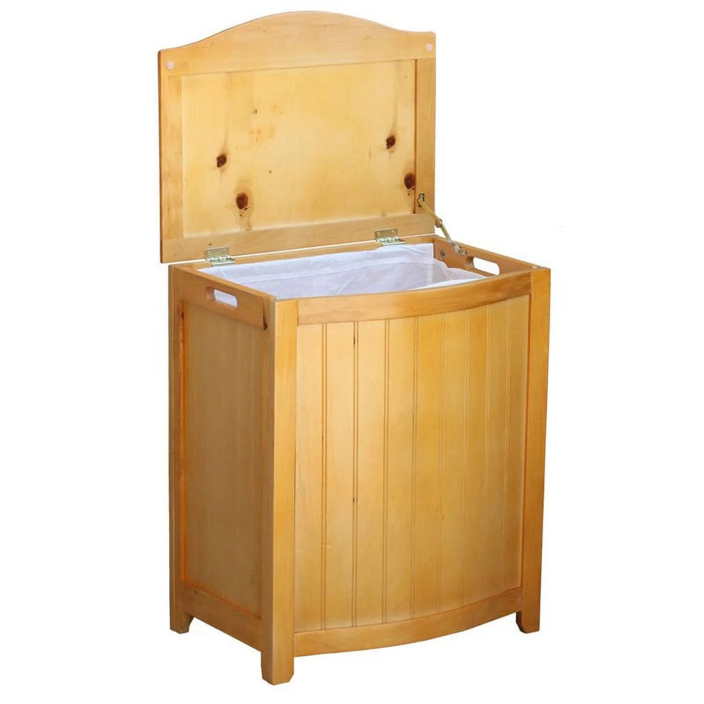 Natural Finished Wood Laundry Hamper with Interior Bag W2731