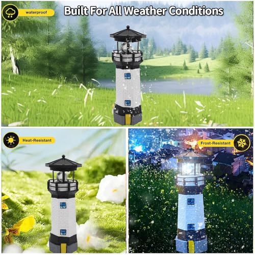 Black and White Solar LED Lighthouse D5861