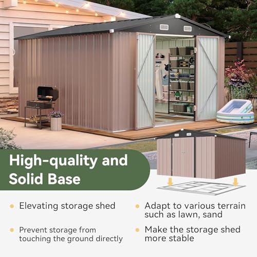 10 x 12FT Outdoor Storage Shed with Double Hinged Door Metal Shed Q97246