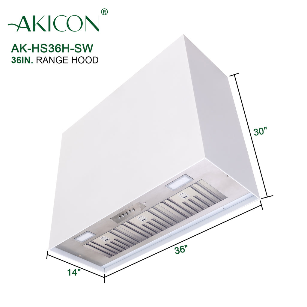 30"W x 30"H x 14D Signal White Stainless Steel Wall Mount Range Hood R31846
