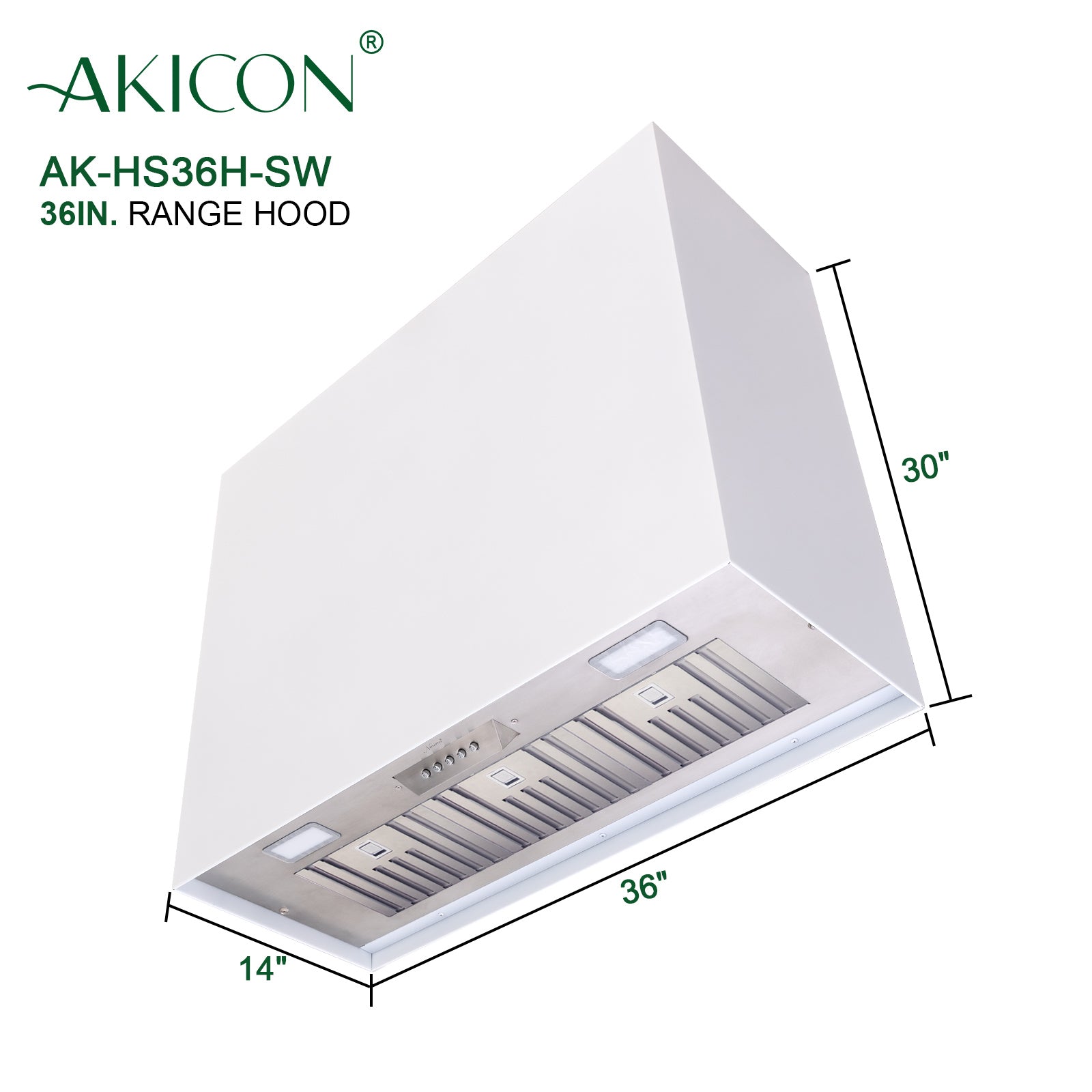 30"W x 30"H x 14D Signal White Stainless Steel Wall Mount Range Hood R31846
