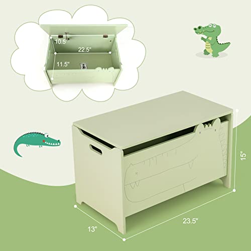 White Wooden Toy Box with Safety Hinge N87929