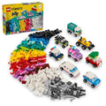 Colorful Construction Brick Building Kit with Ice Cream Truck and Police Car Toy T42704