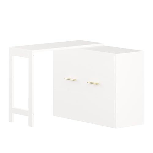 White Twin Folding Murphy Bed with Mattresses and Desk H653